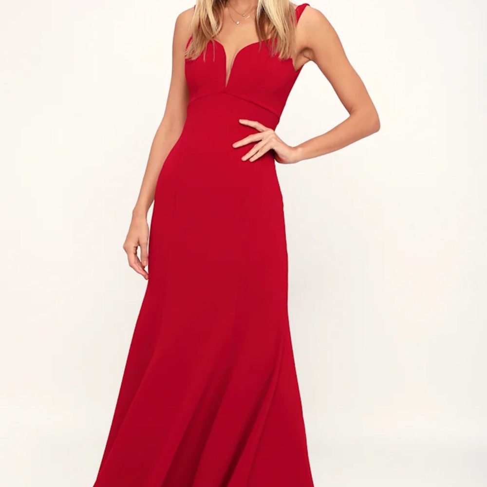 Lulu's Red Sweetheart Maxi Gown for Prom